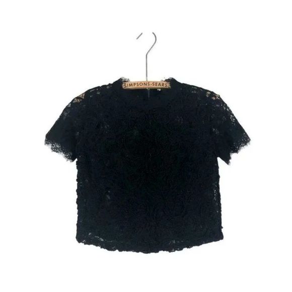 Zara Tops - ZARA Black Lace Embroidered Top Vampy